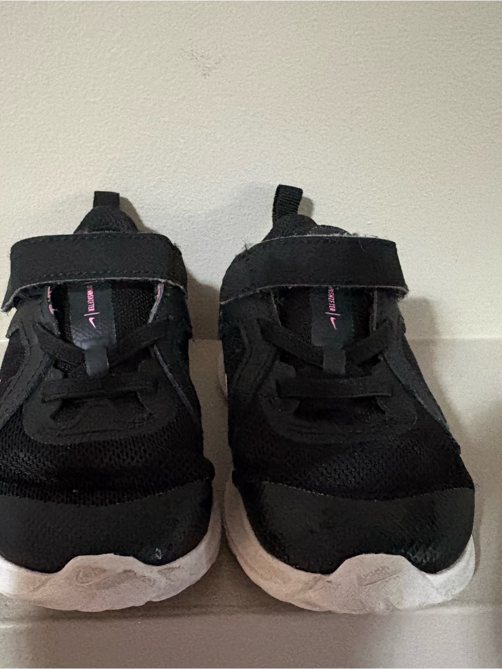 Kids Black Athletic Sneakers with Pink Accent - Unbranded